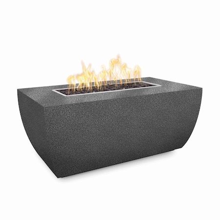 The Outdoor Plus 84 Rectangular Avalon Fire Pit, Powder Coated Metal, Silver Vein, Match Lit w/Flame Sense, Natural Gas OPT-AVLPC8424FSML-SLV-NG